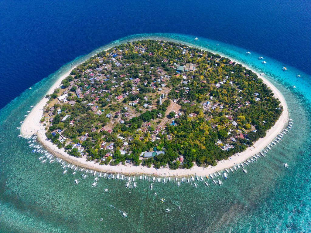 Aerial view of the Balicasag Island in Bohol, Philippines